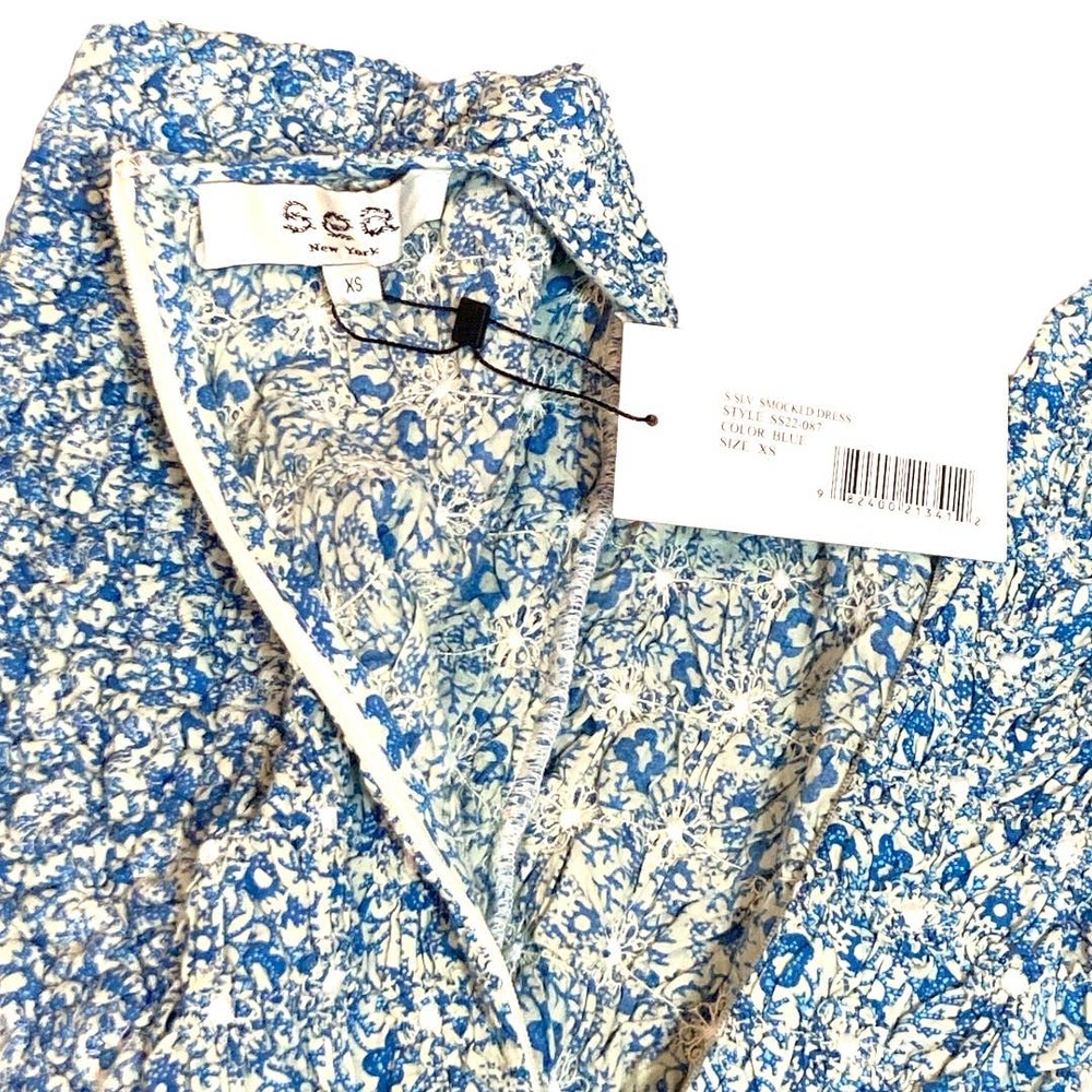 Sea New York Ida Smocked Dress SS22-087 Blue  XS New $450 - Picture 7 of 7
